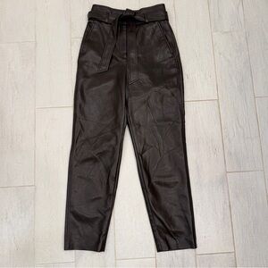 Babaton Dark Brown Faux Leather Pants